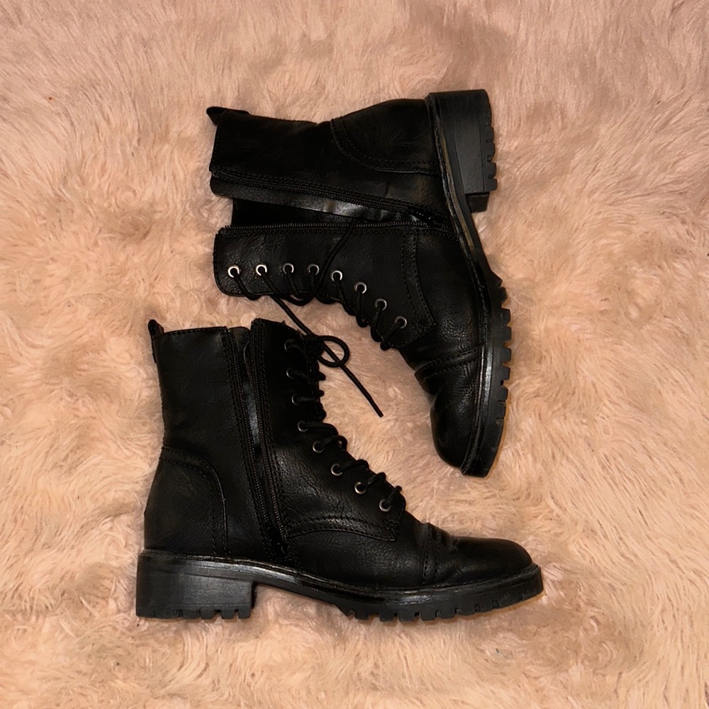 black combat boots